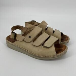 Finn Comfort Sylt Sandal EU 40 US 9 Rock Tan Leather Strappy Fisherman Germany